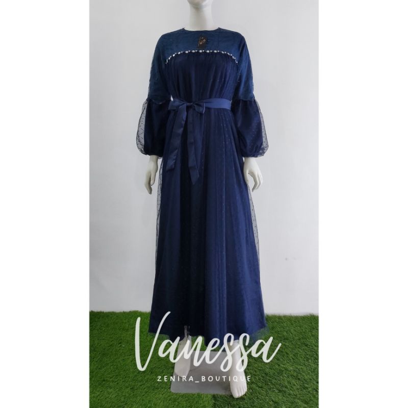 VANESSA Baju Pesta Velvet Lapis tile dot dan tile bordir / Gaun Kondangan / Lamaran / Bridesmaids / bumil / couple / tersedia ukuran kecil hingga jumbo