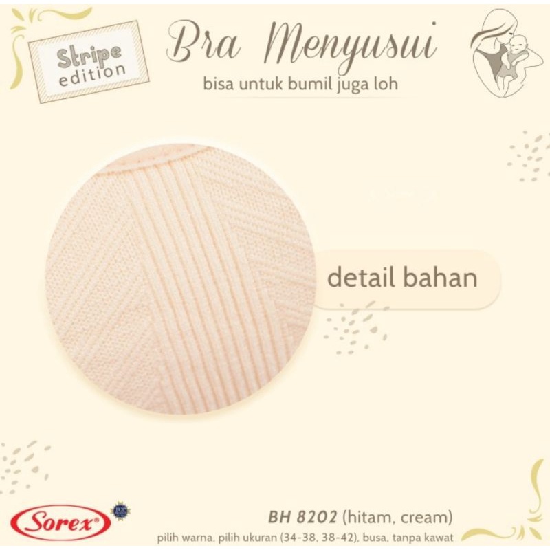 Sorex Nursing Bra 8202 Stripe Edition - BH Menyusui Kait 3 Busa Sedang Tanpa Kawat