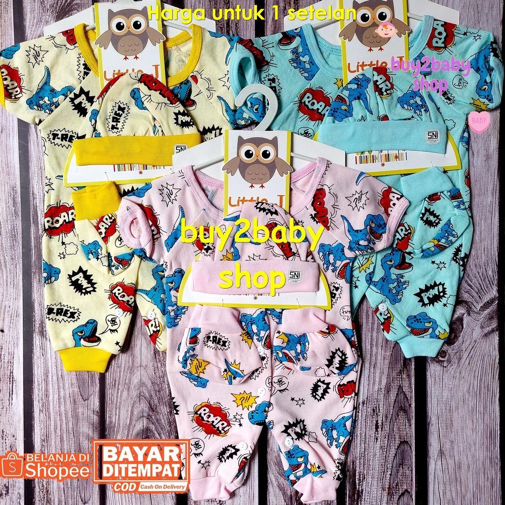 Jumper bayi baju kodok bayi set topi dan sarung kaki LITTLE J Kartun series 0-3 Bulan 1 PCS