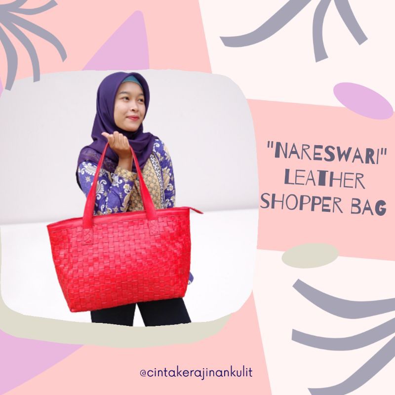 Nareswari - Leather Shopper Bag/ Tas Bahu Kulit / Leather Shoulder Bag/ Tas Belanja Kulit