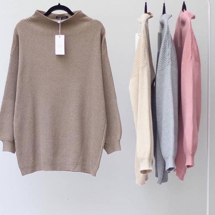 Keluaran Terbaru.. NIKITA TURTLENECK SWEATER OVERSIZE LONGSLEEVE BALONI PREMIUM - SWEATER SOFT KNIT 