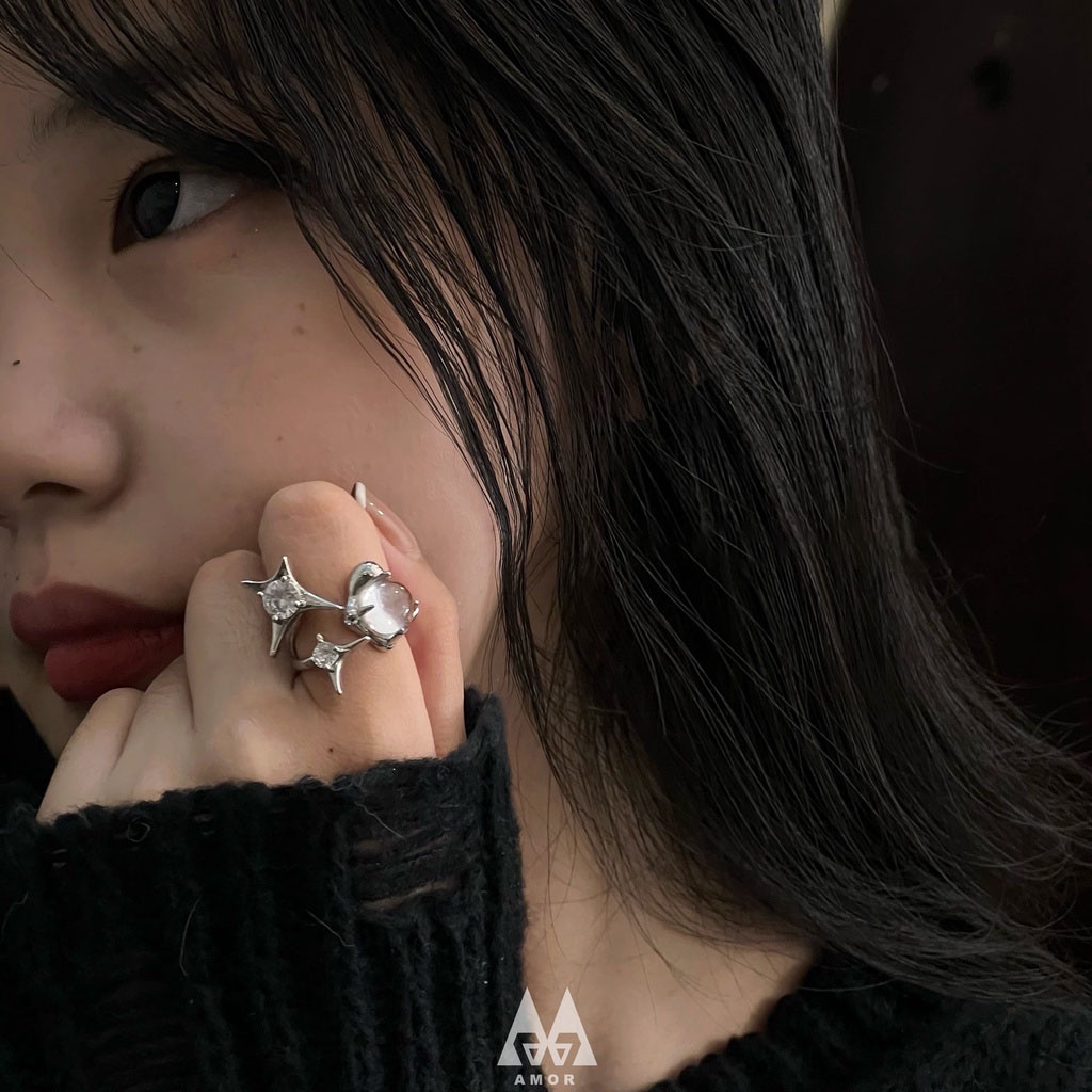 Cincin Model Terbuka Dapat Disesuaikan Desain Asimetris Untuk unisex