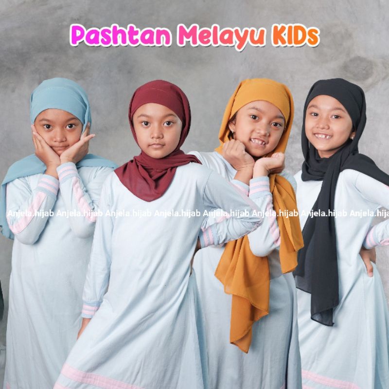 𝐀𝐍𝐉𝐄𝐋𝐀 - Jilbab Pashmina Anak Instan Melayu Ceruty Baby Doll Premium Pasmina Instant Kids Malaysia P