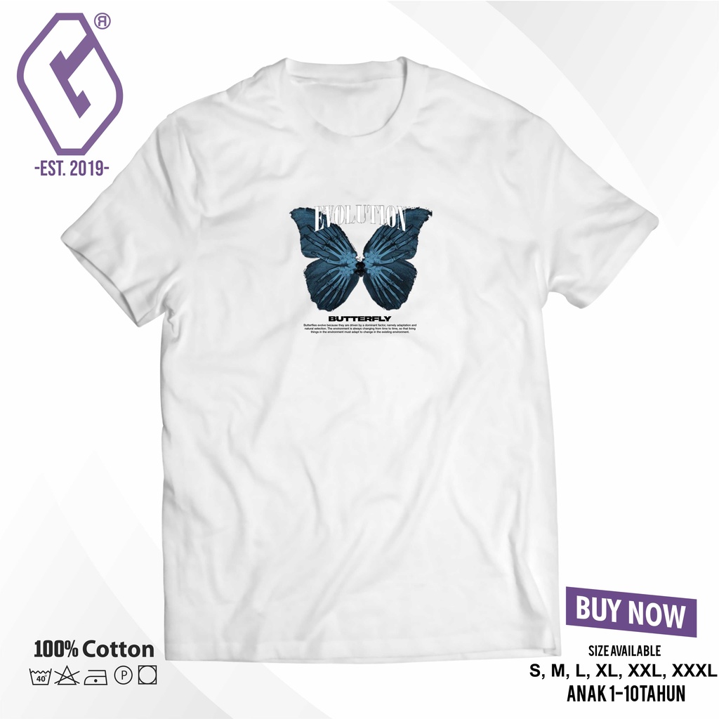 kaos distro butterfly evolution / baju butterfly evolution