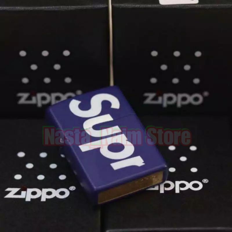ZIPPO SUPREME BIRU GRADE ORI / SUPREME MATCHES ZIPPO SUPER PREMIUM GROSIR BARANG TERBATAS