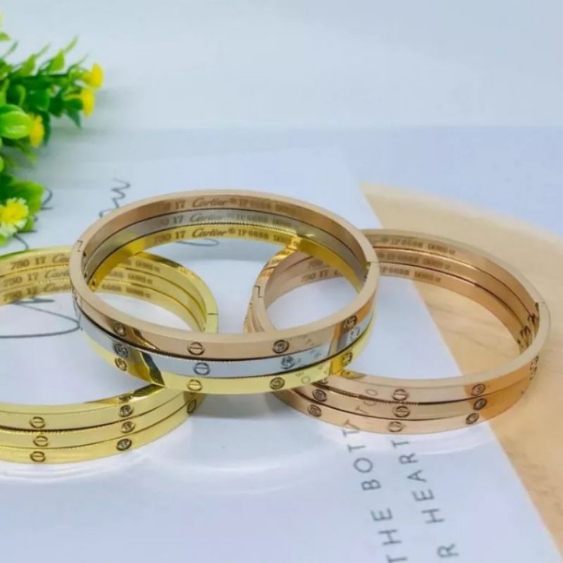 gelang pasangan cantik gelang wanita gelang titanium dan gelang kubic zircon kecil