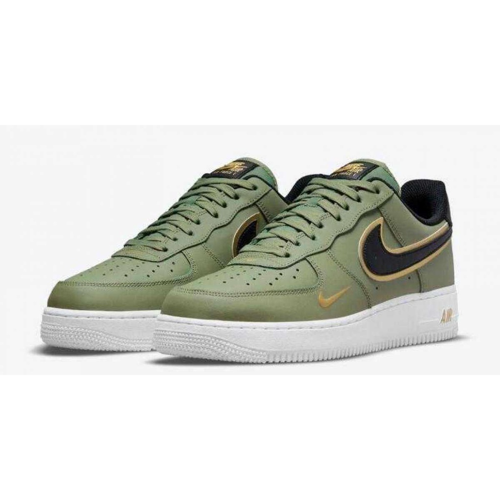 NIKE AIR FORCE 1'07 LV 8 OIL GREEN BLACK METALLIC GOLD
