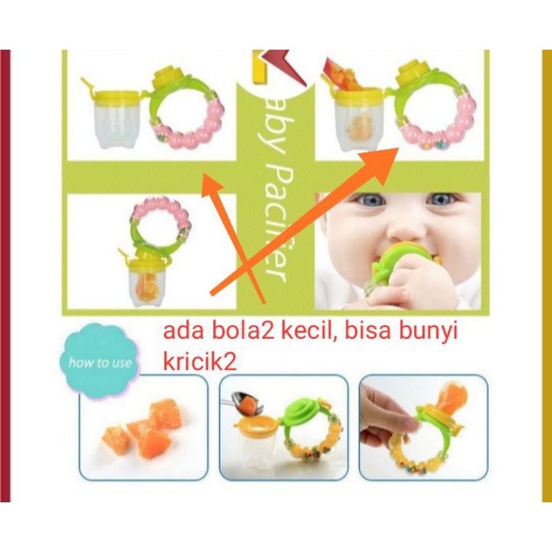 TEETHER DOT BUAH BAYI EMPENG BUAH GIGITAN ANAK BAYI Titer Baby Feeder Theeter Rattle