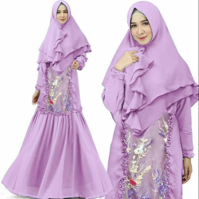 syari kirei jumbo Bhn babydoll full furing busui mix brokat import bordir LD 118 pj 145 lebar bawah
