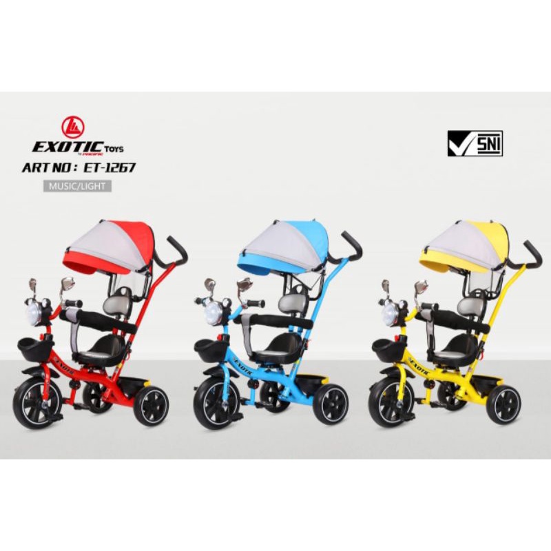 Sepeda Exotic ET 1267 / Sepeda anak roda tiga EXOTIC ET-1267 kereta dorong anak
