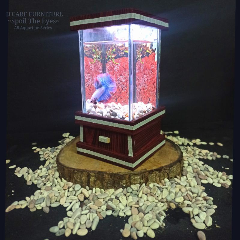 Aquarium Mini Square A8 & A10 Lampu Led, batu/pasir aquarium, cupang, background aquarium, aquarium,