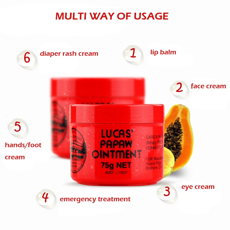 Lucas Papaw Ointment Salep Obat Lips Balm dan Salap Penghilang Bekas Gigitan Nyamuk Krim Salep Bayi  75gr (EXP 2025)