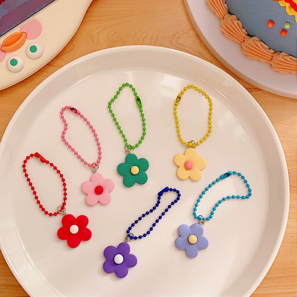 ROW Gift Key Ring Cute Plastics Keychain Color Flower Pendant Clothing Accessories Girly Heart Coin Purse Pendant Decorations/Multicolor