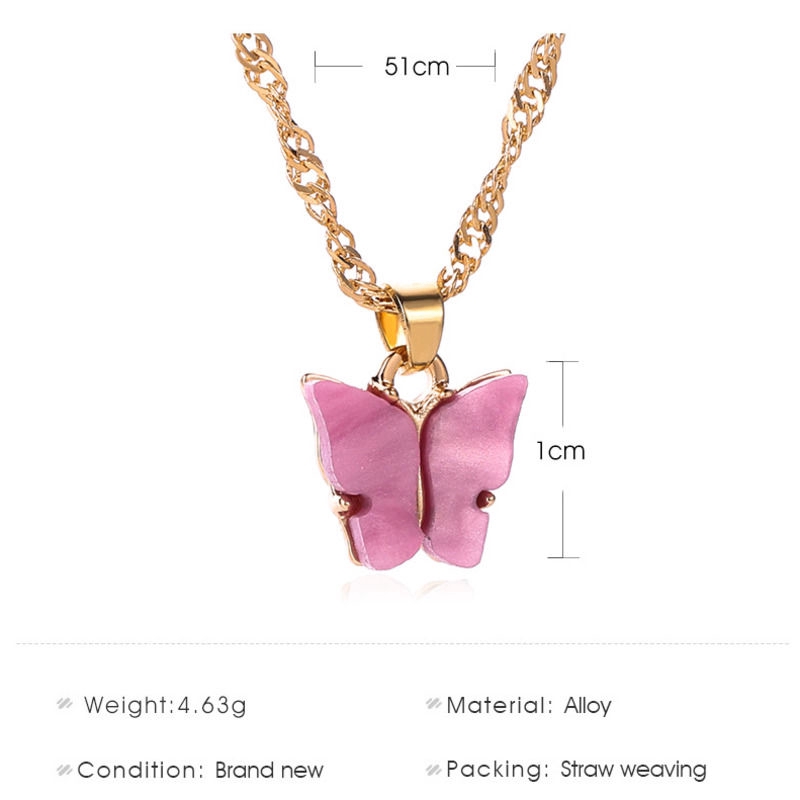 Korea Kalung Kupu-kupu Manis Warna Akrilik Kalung Fashion Liar necklace