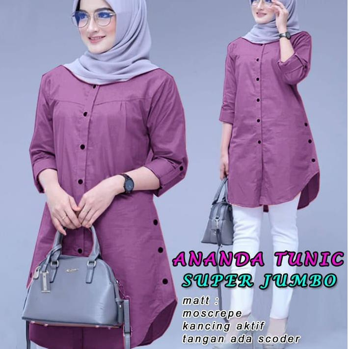Ready BMF - TUNIK ANANDA JUMBO  XL, XXL, 3XL/ TUNIK WANITA/ PAKAIAN WANITA / BAJU MUSLIM/ ATASAN MUS