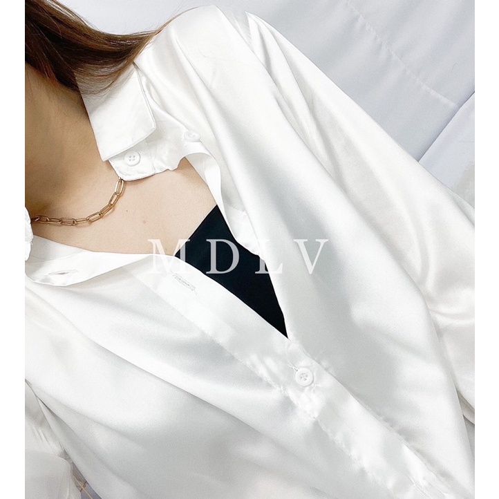 MDLV ~ 2520 Adella Silk Satin Plain Shirt Kemeja Satin Polos Premium Kemeja Satin Best Seller Kemeja Import