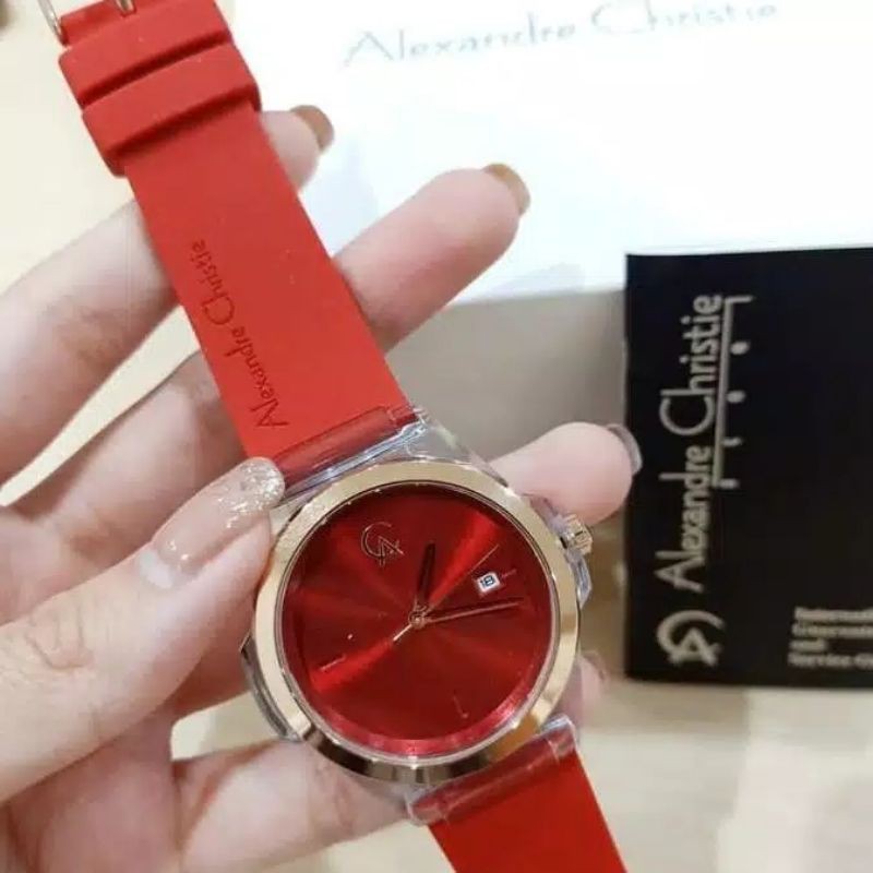 ALEXANDRE CHRISTIE AC 2809 WANITA ORIGINAL ROSEGOLD RED RUBBER