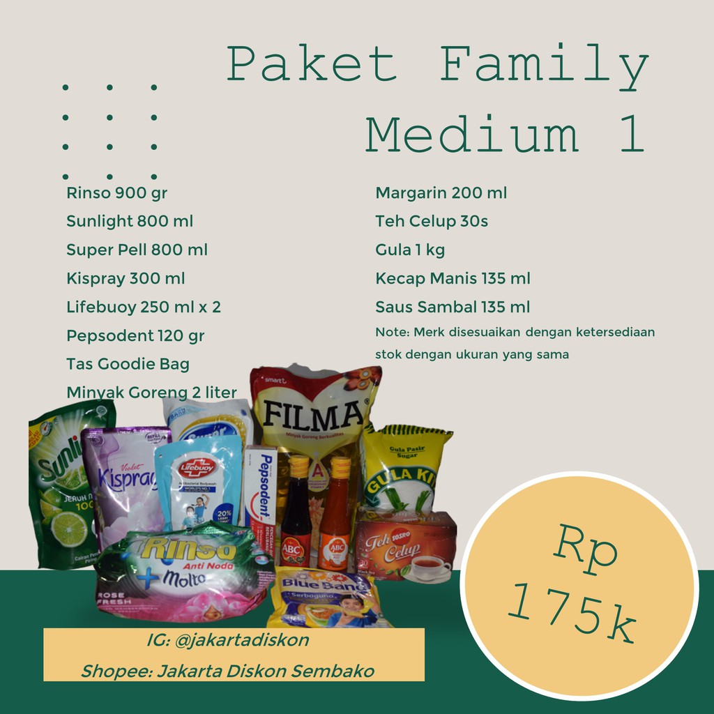 

PAKET SEMBAKO KELUARGA HEMAT MURAH - FAMILY MEDIUM 1