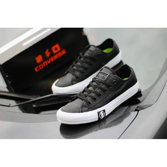 Sepatu Converse All Star Semi Kulit High Hitam Coklat Tan - Sepatu Sekolah