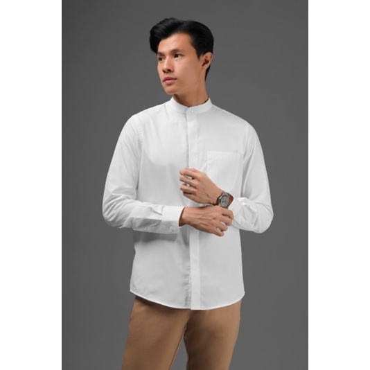 Argo Concealed Placket Long Sleeve White L & XXL Heymale - Koko Lengan Panjang Male.id