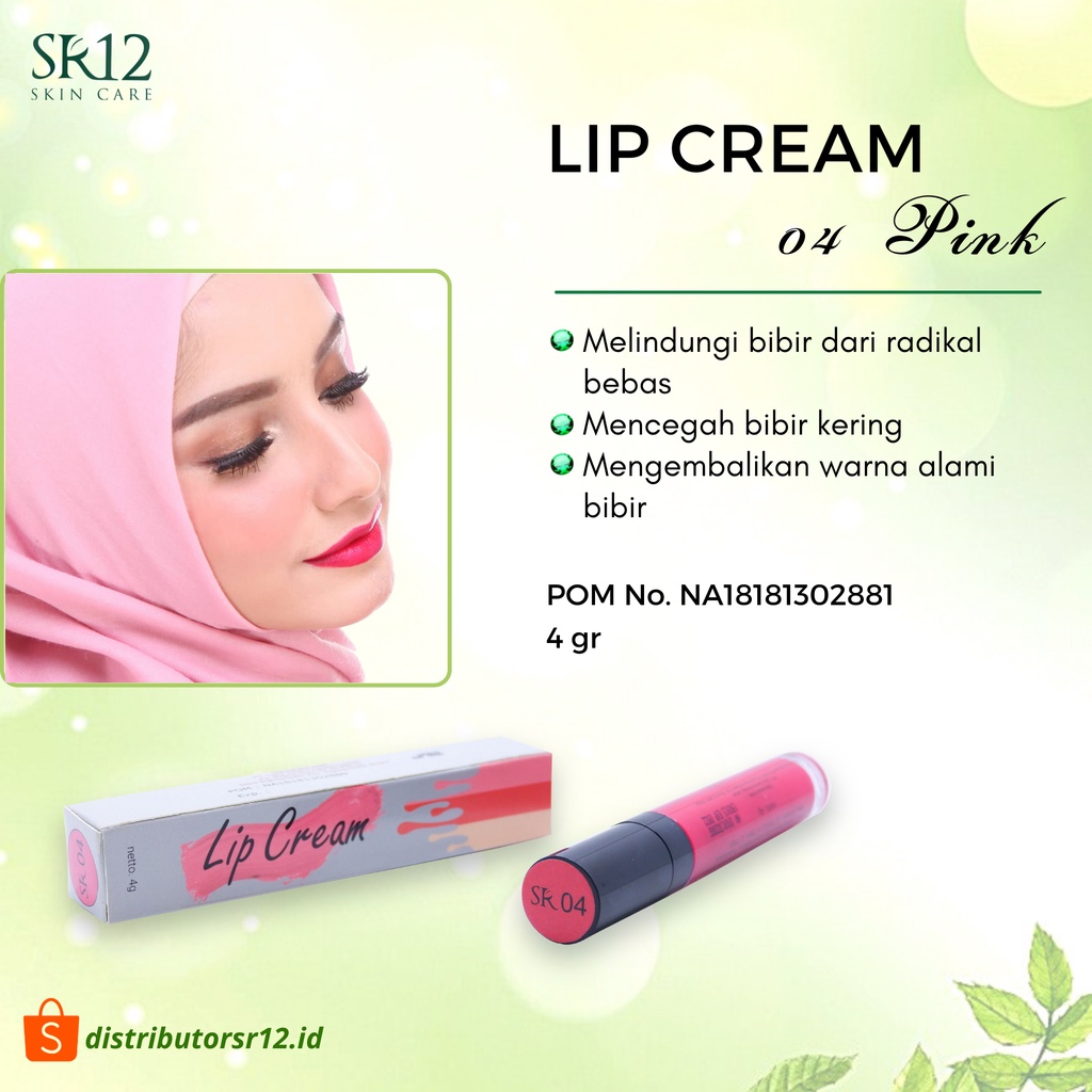 LIP CREAM 04 PINK SR12 / MOIST LEMBUT DAN NYAMAN DIBIBIR / BEBAS PARABEN BPOM