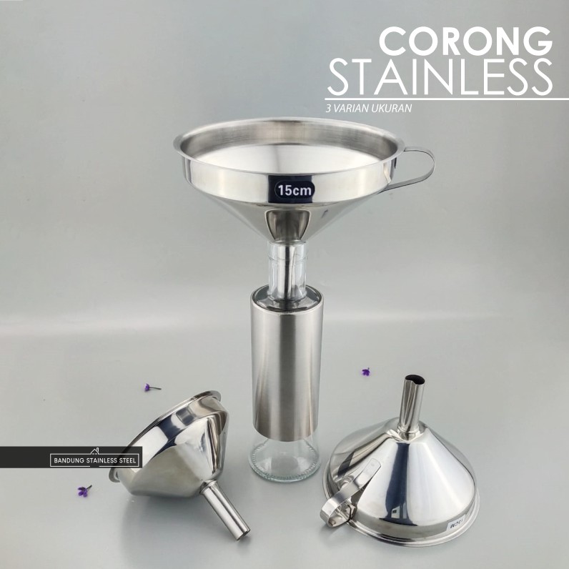 Corong Stainless dengan gagang serbaguna tuang minyak garam kecap jus pipa bentuk hati