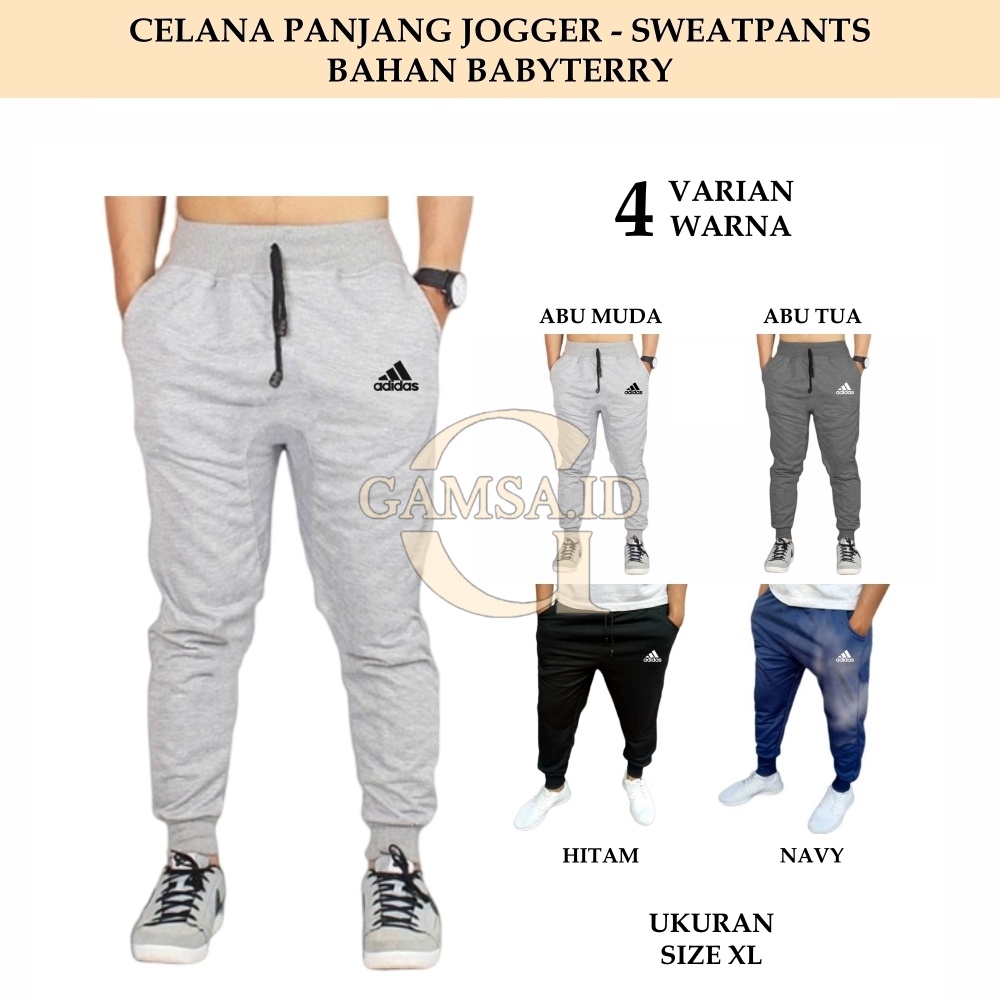 JOGGER PANTS SIZE XL PRIA WANITA CELANA PANJANG JOGER SWEATPANTS TRACKPANTS TRAINING OLAHRAGA BAHAN BABYTERRY