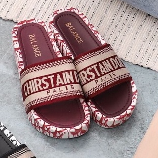 SANDAL WANITA CRISTIAN DOIR / CHRISTIAN D**R SLOP TEBAL KASUAL / merk balance ori import cina  Sandal Wedges slop tebal cantik FHASION