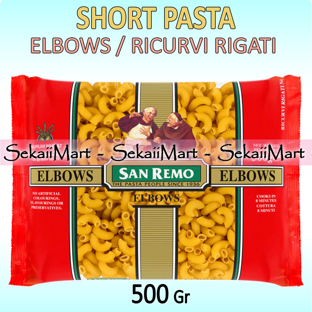 

SAN REMO Elbows 35 Pasta 500g - SANREMO Elbow Gandum Model Pipa Tekuk