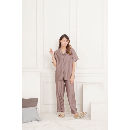 EMILY CP SWAP PAJAMAS BAJU TIDUR PIYAMA BAJU TIDUR RAYON PIYAMA RAYON PIYAMA POLOS-MOUVE PREMIUM