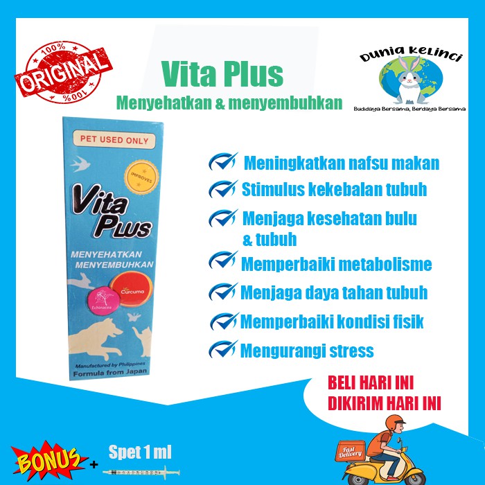 VITAMIN KUCING KELINCI ANJING VITA PLUS OBAT NAFSU MAKAN MULTIVITAMIN PERTOLONGAN PERTAMA SAAT SAKIT