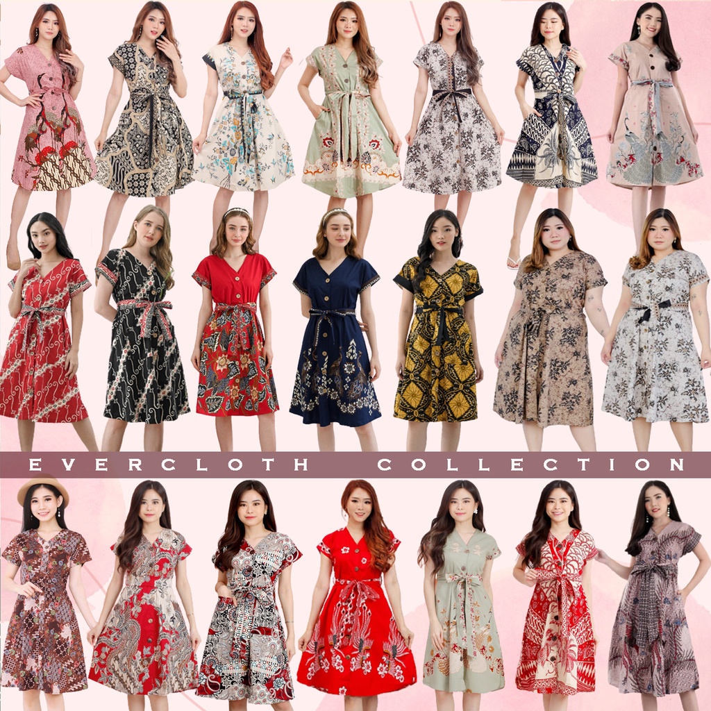 INDIRA DRESS STANDAR &amp; JUMBO - Dress Batik Wanita Terusan Wanita / 234 / 103 / MIX