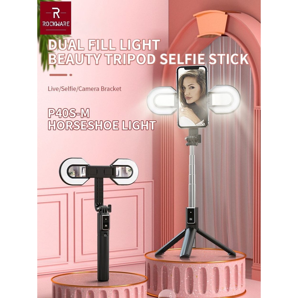 AKN88 - ROCKWARE RW-P40S-M Selfie Stick Dengan 2 Lampu LED