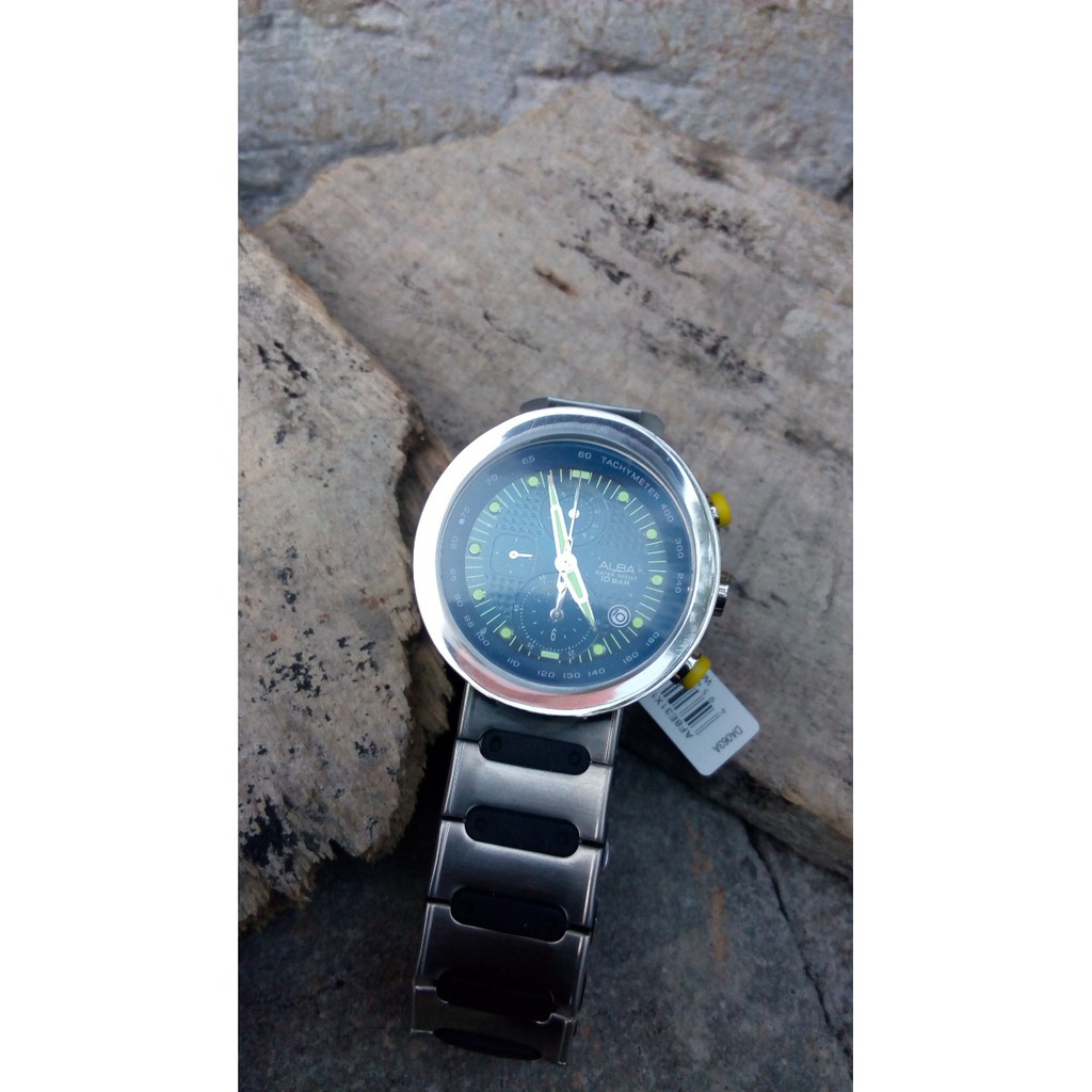 Alba Men AF8E31X1 Jam Tangan Pria Original AF8E31 Blue Dial Chronograph WR 100M