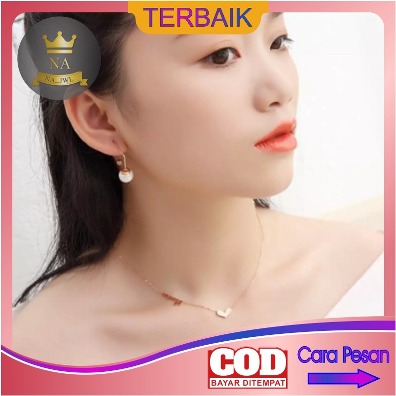 Kalung Nama Titanium Anti Karat Aksesoris Wanita Korea custom silver putih lapis emas fashion cewek