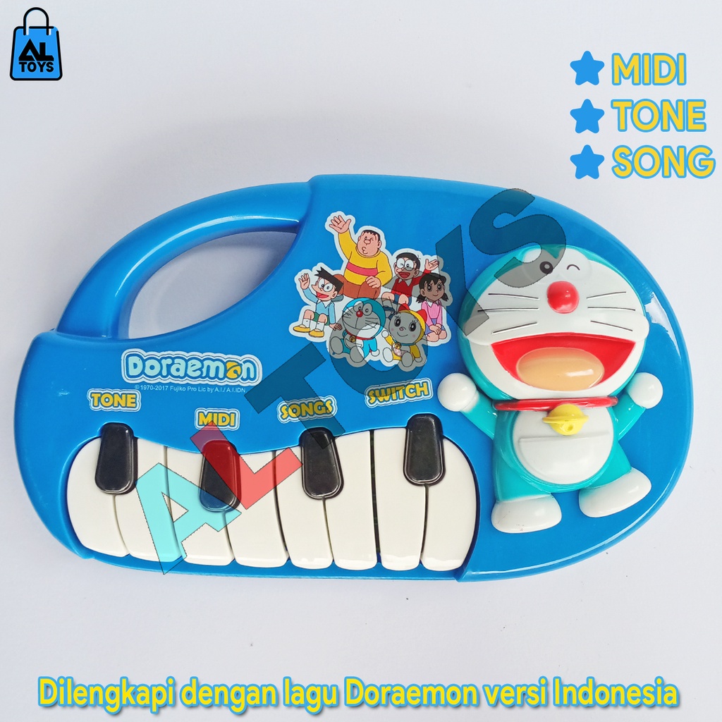 Mainan Anak Alat Musik Piano Model Doraemon 3 Mode Bermain Midi / Tone / Song Lagu Doraemon Bahasa Indonesia