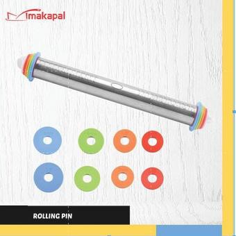 

Gilingan Kue 4 ukuran ada penggaris ukuran/centi nya di gagang 1 roll / Rolling Pin 4 in 1 Makapal I
