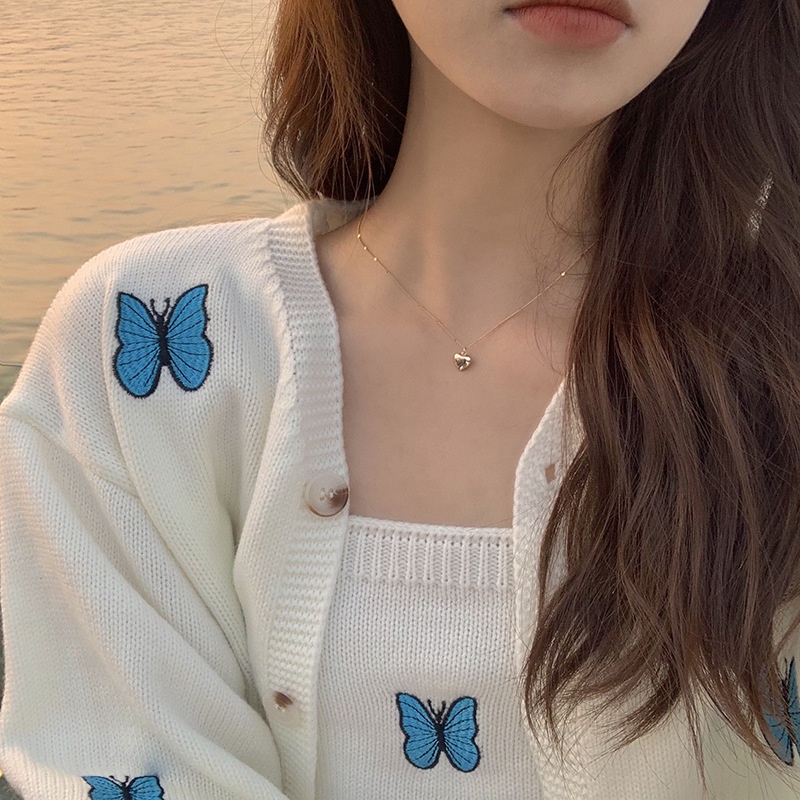 Korean Love Necklace Temperament Peach Heart Clavicle Pendant Simple Heart Necklace For Women New Gentle Necklace