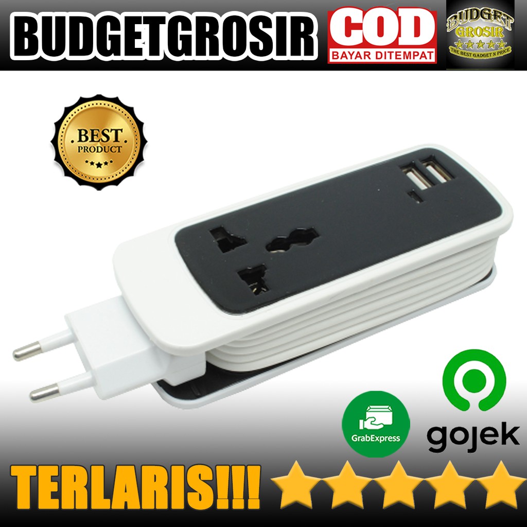 Stop Kontak Colokan Listrik Universal dengan 2 USB Port