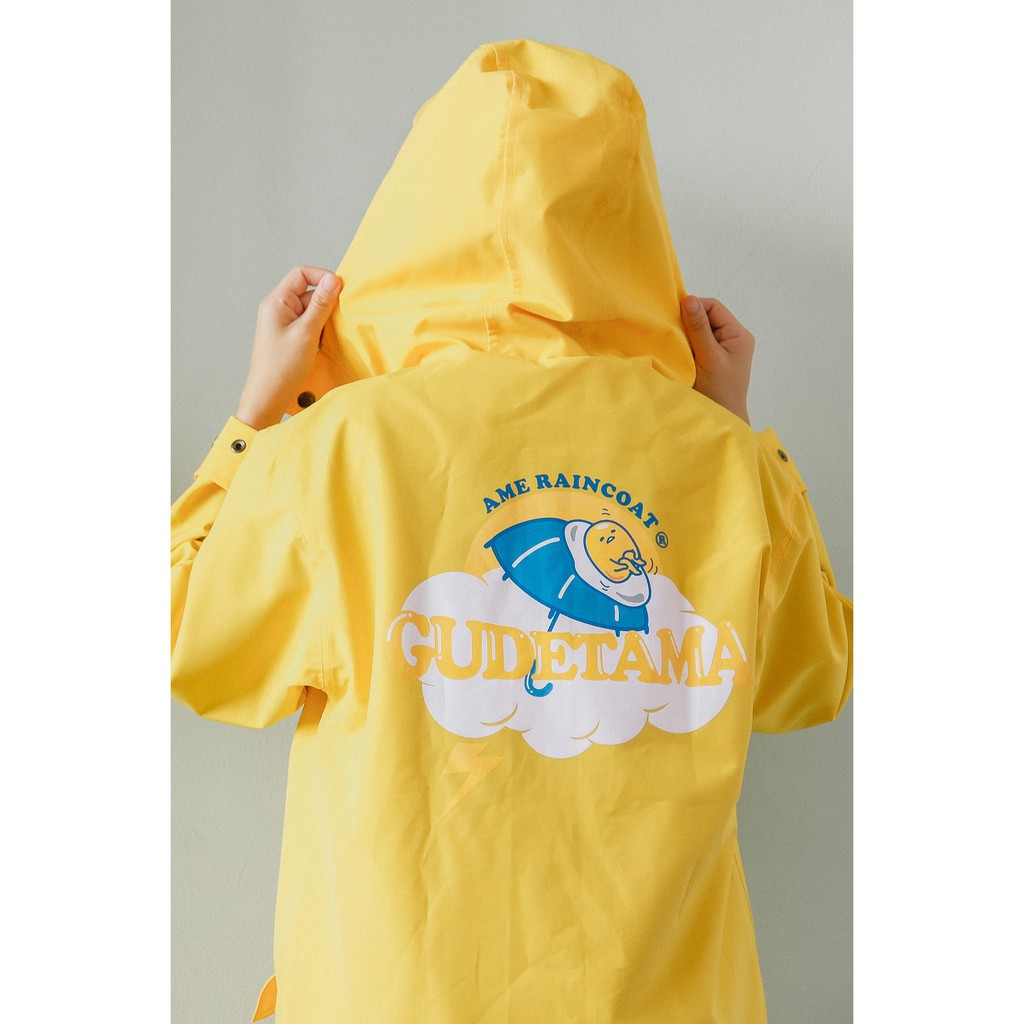 AME RAINCOAT X GUDETAMA - Yellow (Jaket Waterproof Unisex Pria & Wanita)