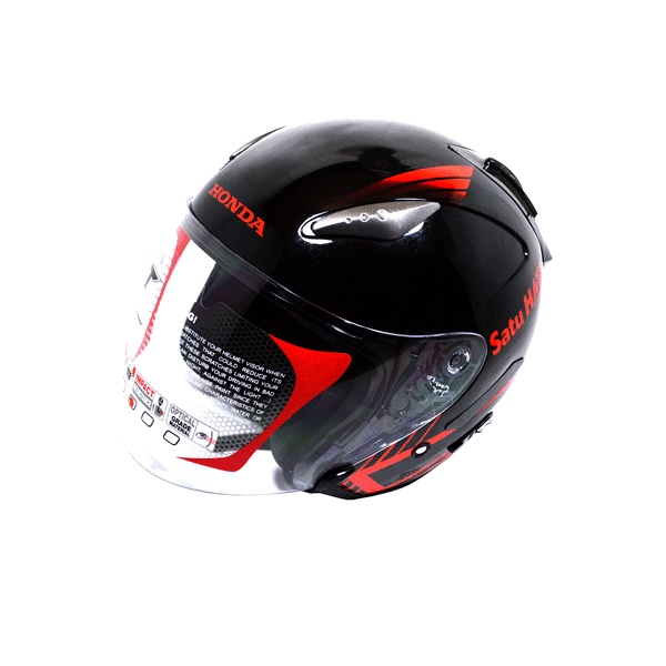 Helm Honda Half Face KYT Black Red (M)