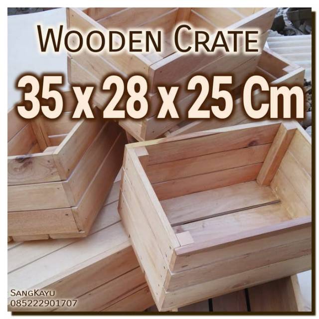 Wooden crate 35x28x25cm peti kayu kotak tempat penyimpanan kayu rak