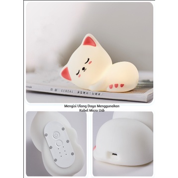 Lampu Tidur Malam silikon Sentuh/Tap Kucing Night Light Lamp silicone