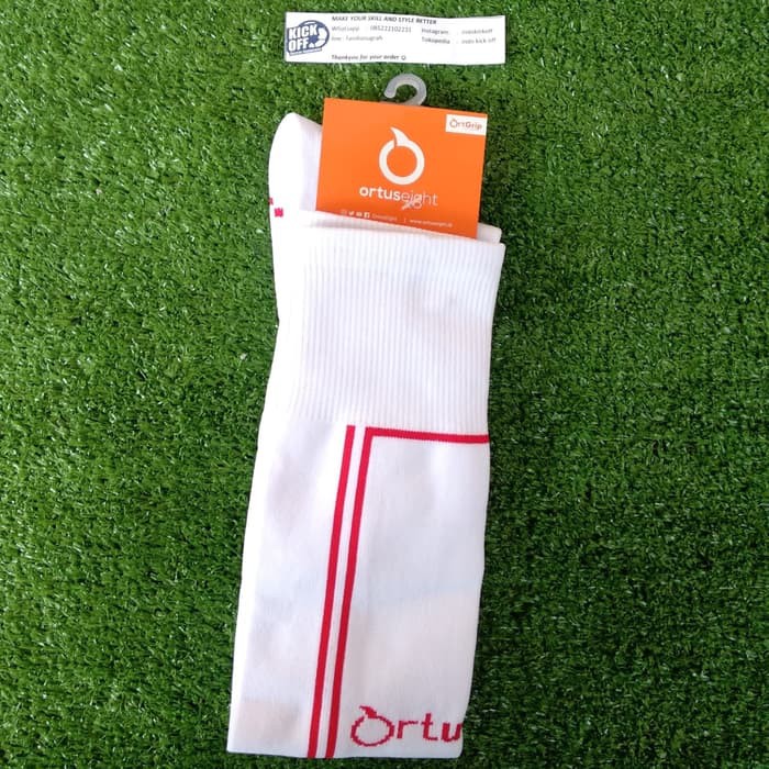 KAOS KAKI FUTSAL / BOLA ORTUSEIGHT HELIOS FB SOCKS - WHITE/ORTRED