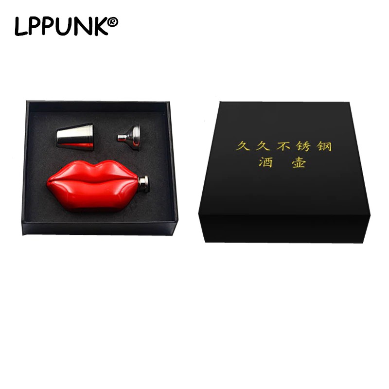 Portalbe Mini 5oz Creative Ladys LIPS whisky Funnel liquor flagon Stainless steel 304 alcohol