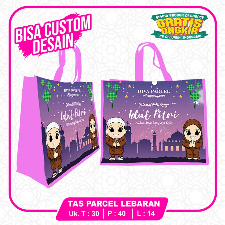 

CUSTOM TAS LEBARAN - TAS PARCEL - BINGKISAN LEBARAN - SOUVENIR LEBARAN - TAS IDUL FITRI