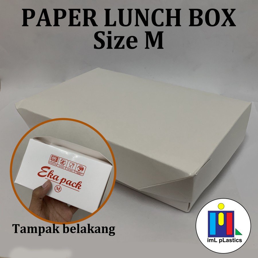 Paper Lunch Box Size M Putih-Kotak Makanan Kertas Ukuran M - isi 50pcs