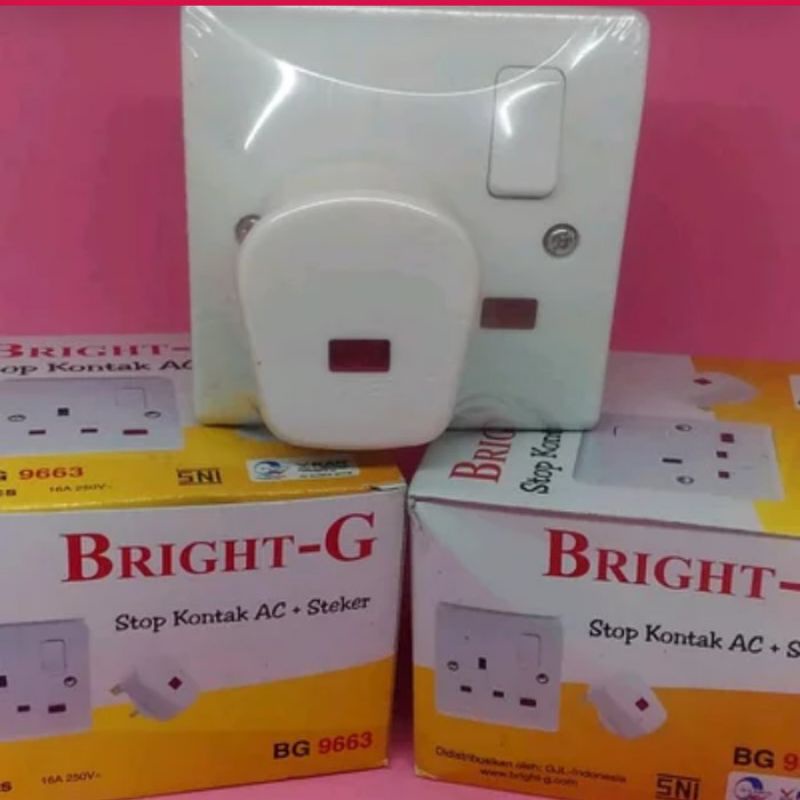 Stop Kontak AC + Steker BRIGHT G / Stop Kontak AC Set BG - 9663