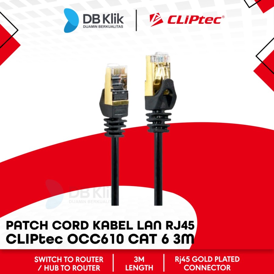 Patch Cord Kabel LAN RJ45 CLIPtec OCC610 Cat 6 3Meter - Cable UTP Cat6
