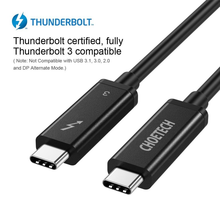 Cable Type-c Thunderbolt 3 to usb-c choetech 2m active 40Gbps 100w 5a 5k UHD A3006 - Kabel usb-c 2 meter a-3006